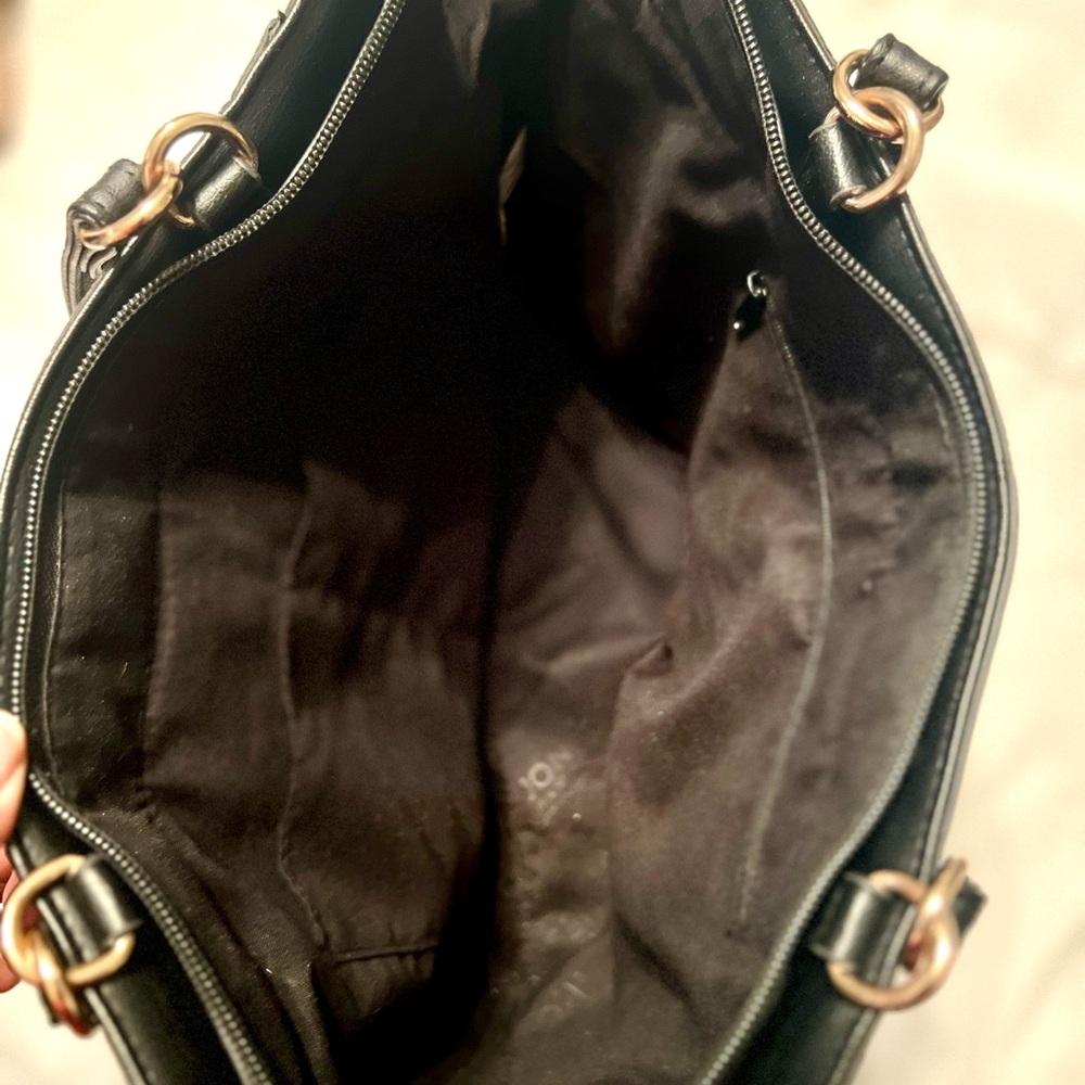 Jones New York Black Embossed Logo Tote with Front Pocket - Picture 4 of 7
